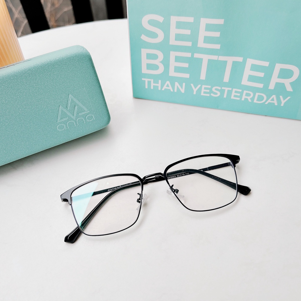 Gọng kính mắt thời trang cao cấp nam nữ ANNA dáng vuông chất liệu kim loại 380CK050