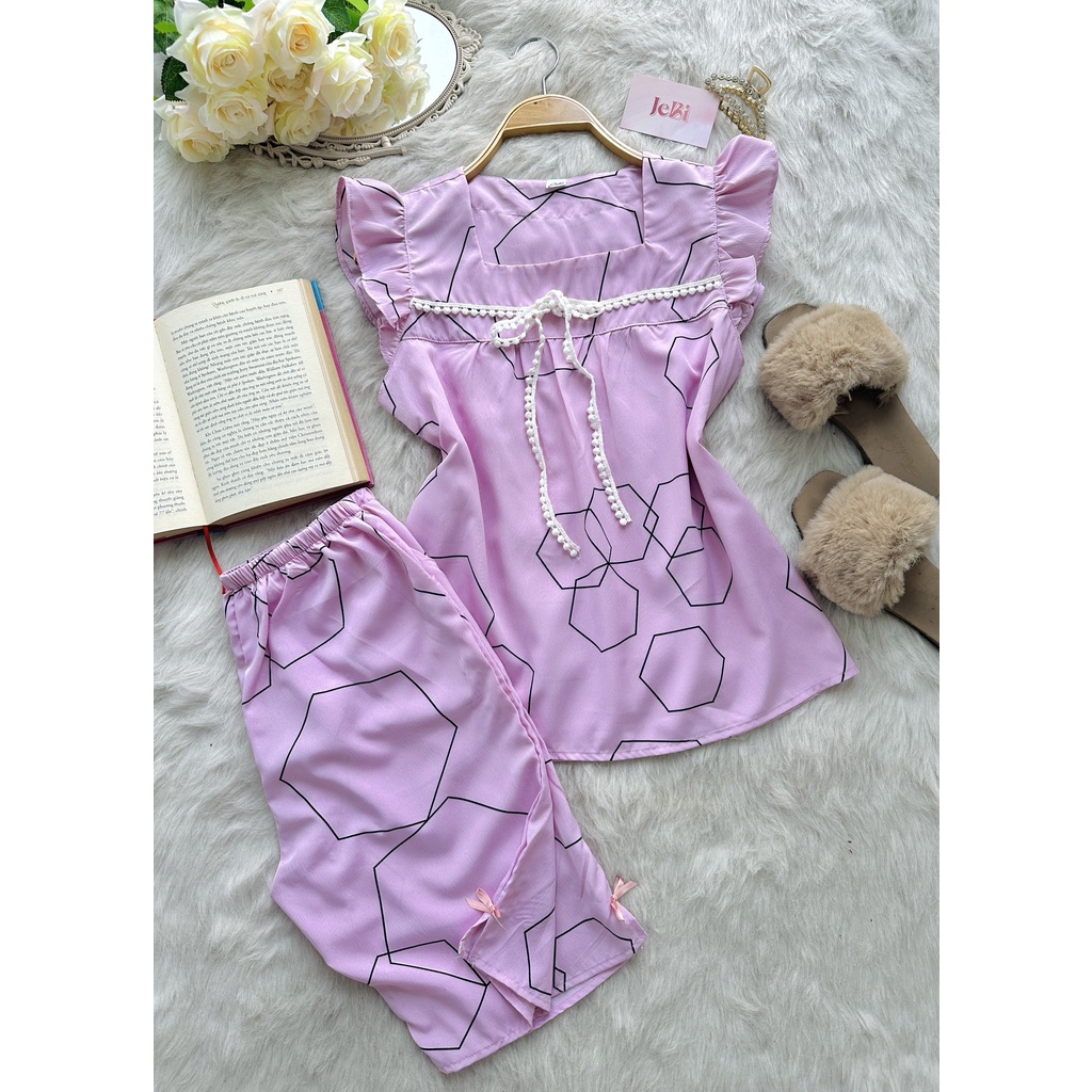 Đồ bộ mặc nhà lửng tay cánh tiên nhiều họa tiết xinh xắn (ảnh thật shop tự chụp)