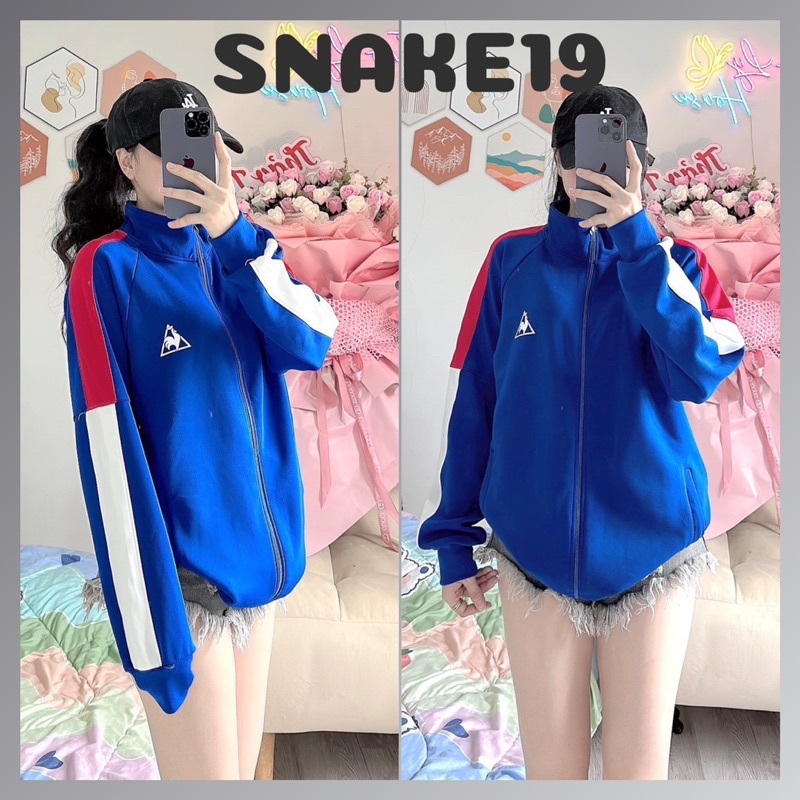 Áo khoác umi thể thao logo con gà sọc vai màu đỏ form rộng Unisex