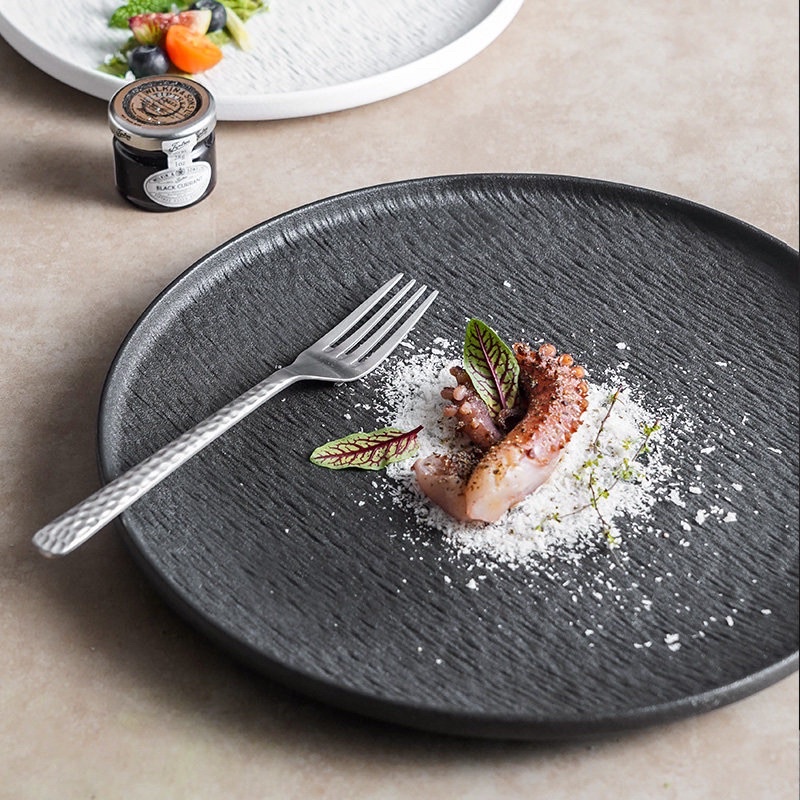 Đĩa tròn nhám ăn bít tết, đĩa ăn đồ tây, đĩa decor nhà hàng