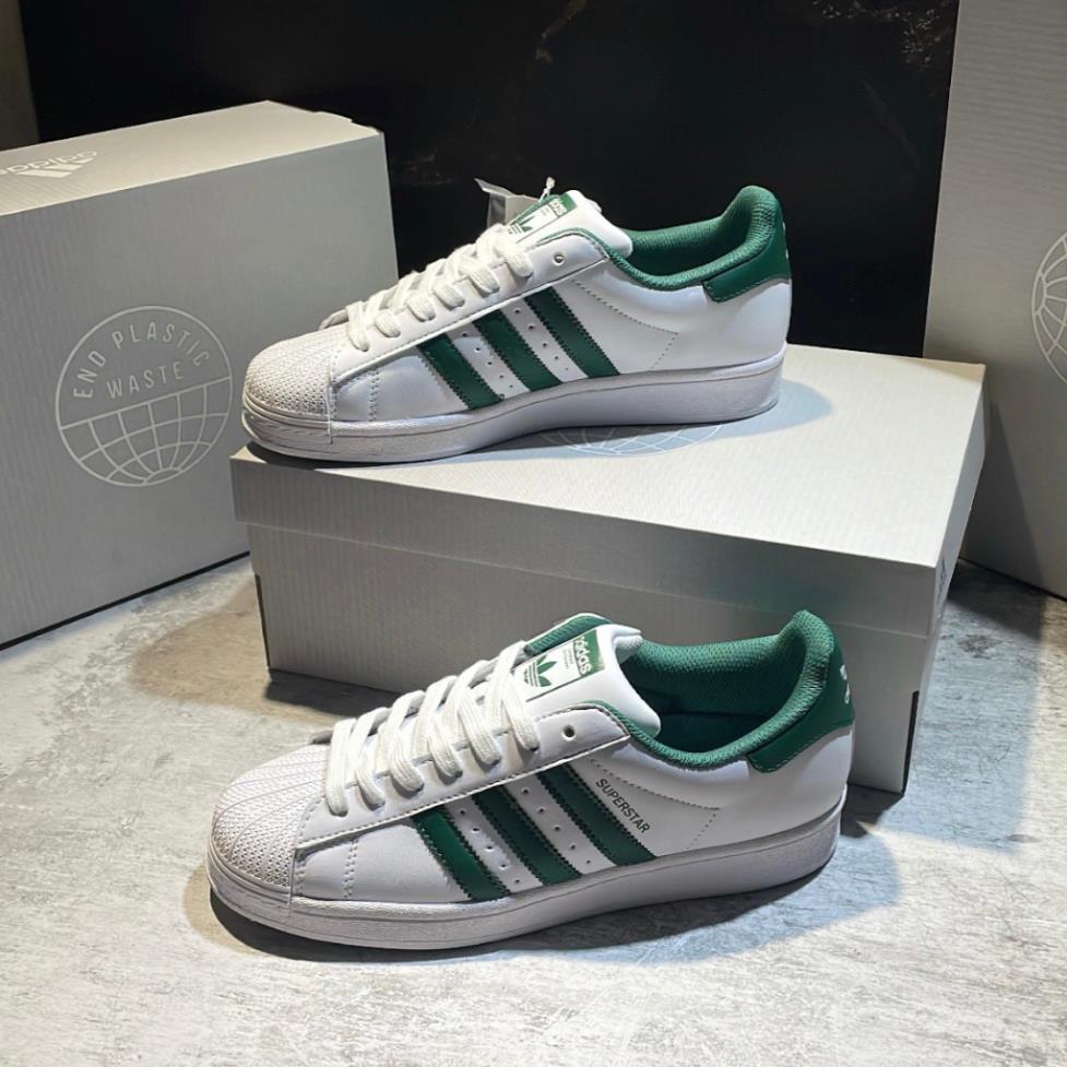 Giày Thể Thao Adidas Superstar 'Cloud White/Collegiate Green/Cloud White'. Giày Thể Thao Sò Vạch Xanh Lá