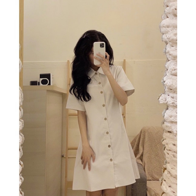Đầm cổ sơ mi cài cúc dáng xoè - D240
