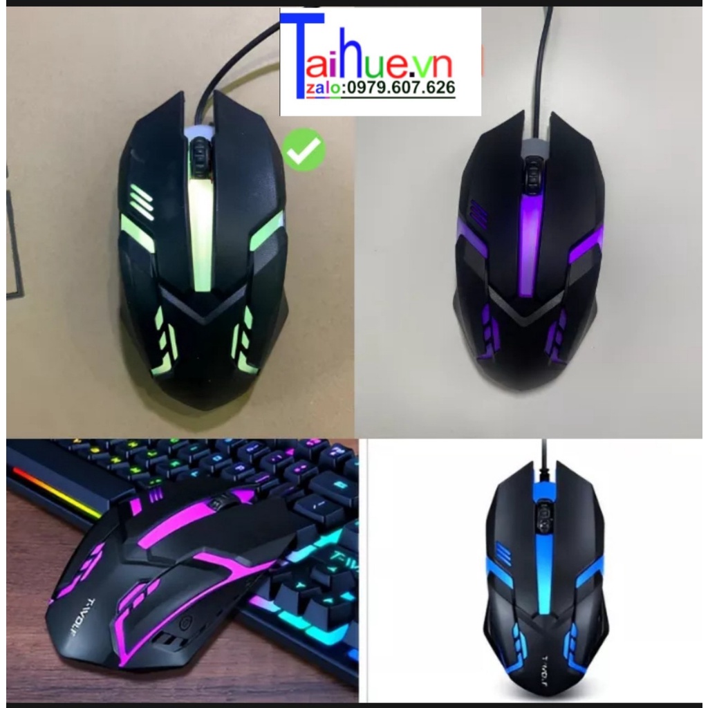 Chuột máy tính, chuột gaming có dây V6 led phát sáng