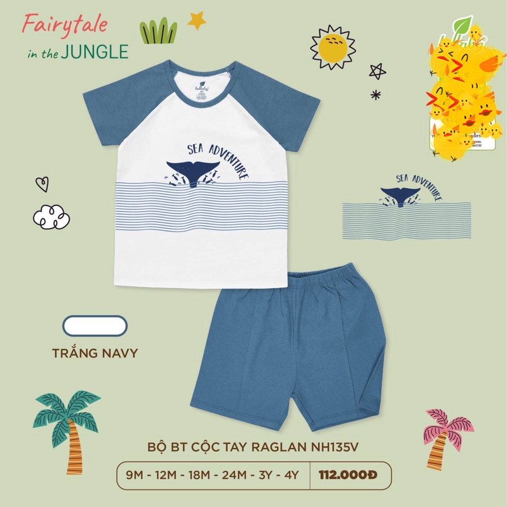 Bộ Cộc tay cotton Raglan Bé Trai Lullaby 2023  NH135V