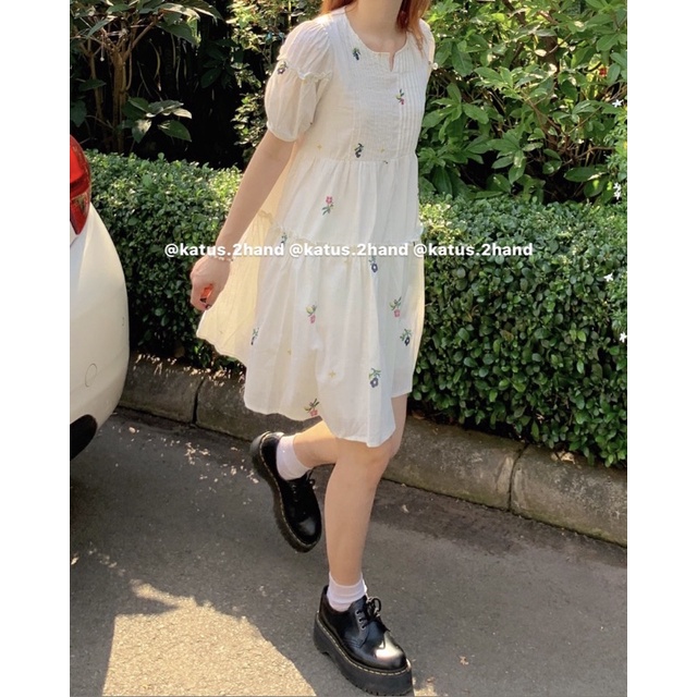 Váy Đầm Nữ Babydoll Hoa Nhí Dáng Xoè-Váy Babydoll Thô Quảng Châu Ngắn Tay