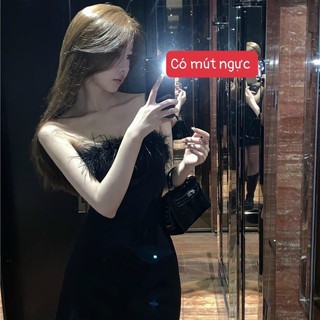 ĐẦM BODY PHỐI LÔNG VŨ TÔN DÁNG 😍