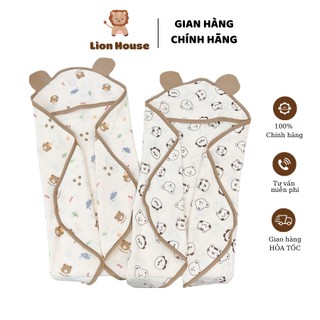Ủ choàng xô 4 lơp mipbi tai gấu mềm cho bé