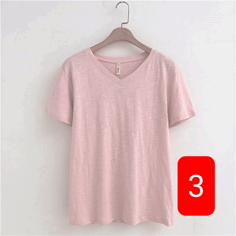 Áo thun xược cotton nữ cổ tim tay ngắn,thun giấy cổ tim nữ cổ V nữ NEON , phong cách Basic Hàn Quốc | BigBuy360 - bigbuy360.vn