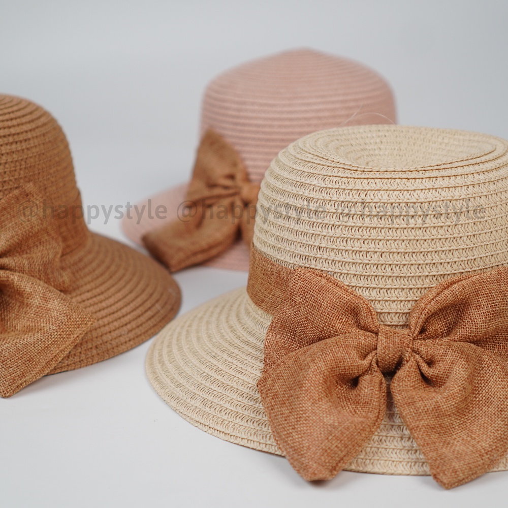 Mũ nón cói phối nơ vành rộng chống nắng thời trang hàn quốc đi biển mùa hè cực xinh NC14 - Happy Style