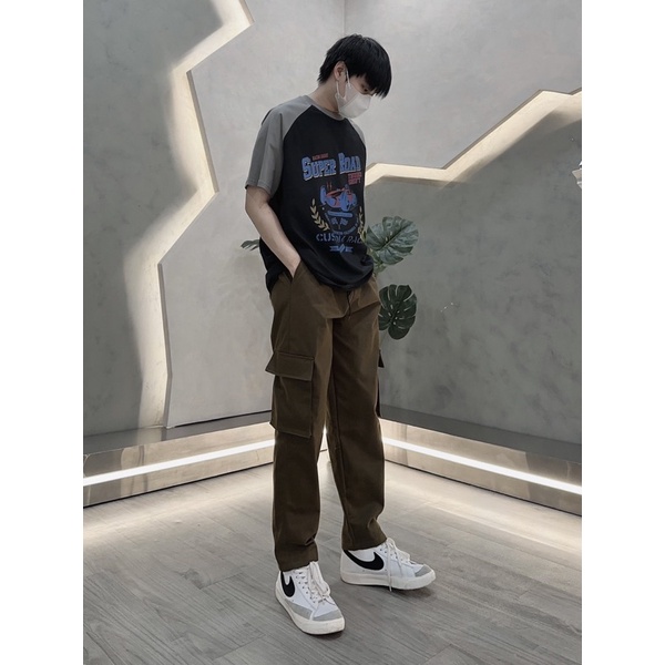 Quần kaki túi hộp pant túi basic dễ phối đồ đen và xanh rêu | BigBuy360 - bigbuy360.vn