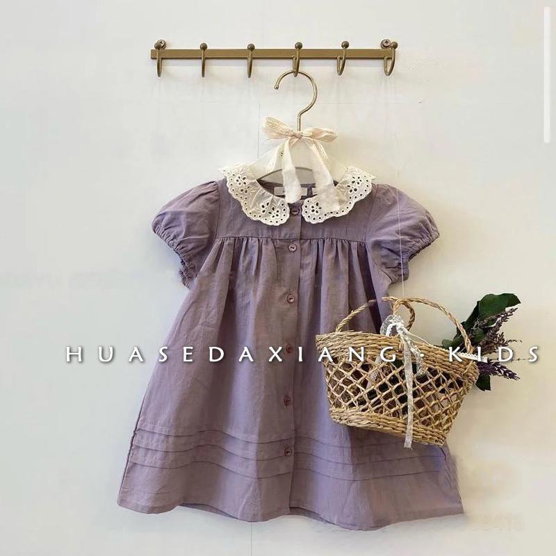 Đầm Công Chúa Khoét Cổ Phong Cách Hàn Quốc Dễ Thương Thời Trang Cho Bé Gái