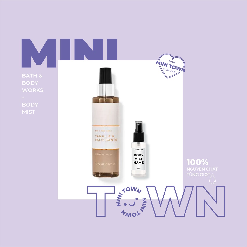 VANILLA & PALO SANTO - Mẫu Thử Xịt Thơm Lưu Hương Toàn Thân Bath & Body Works Cologne Mist