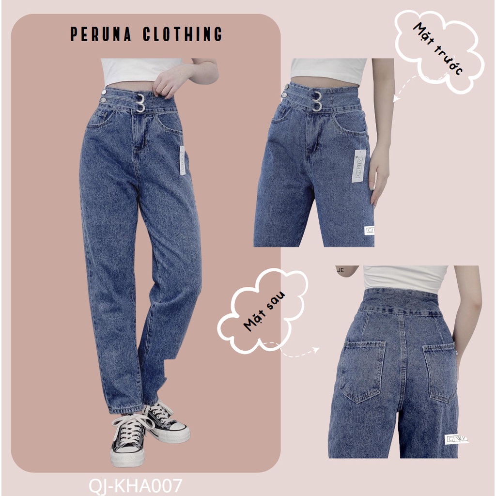 Quần Baggy Nữ Jean Hack Chân KHA007| Cạp Cao | Thời Trang| Form Basic | Top xu hướng | Baggy Che Khuyết Điểm| Tôn Dáng