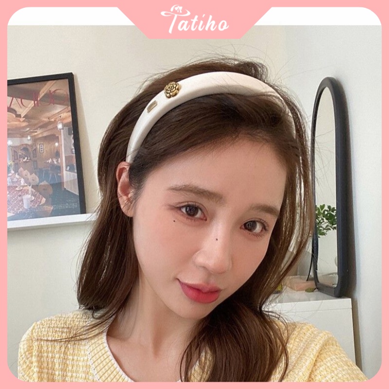 Băng đô ( Bờm tóc ) unisex nữ, Cài tóc chất liệu vải họa tiết trơn phối hoa hồng lovedays phong cách basic - mã  CT020