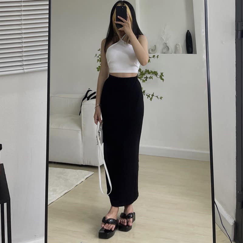 Musi Skirt - Chân váy đen ôm hot trend freesize eo dưới 72cm