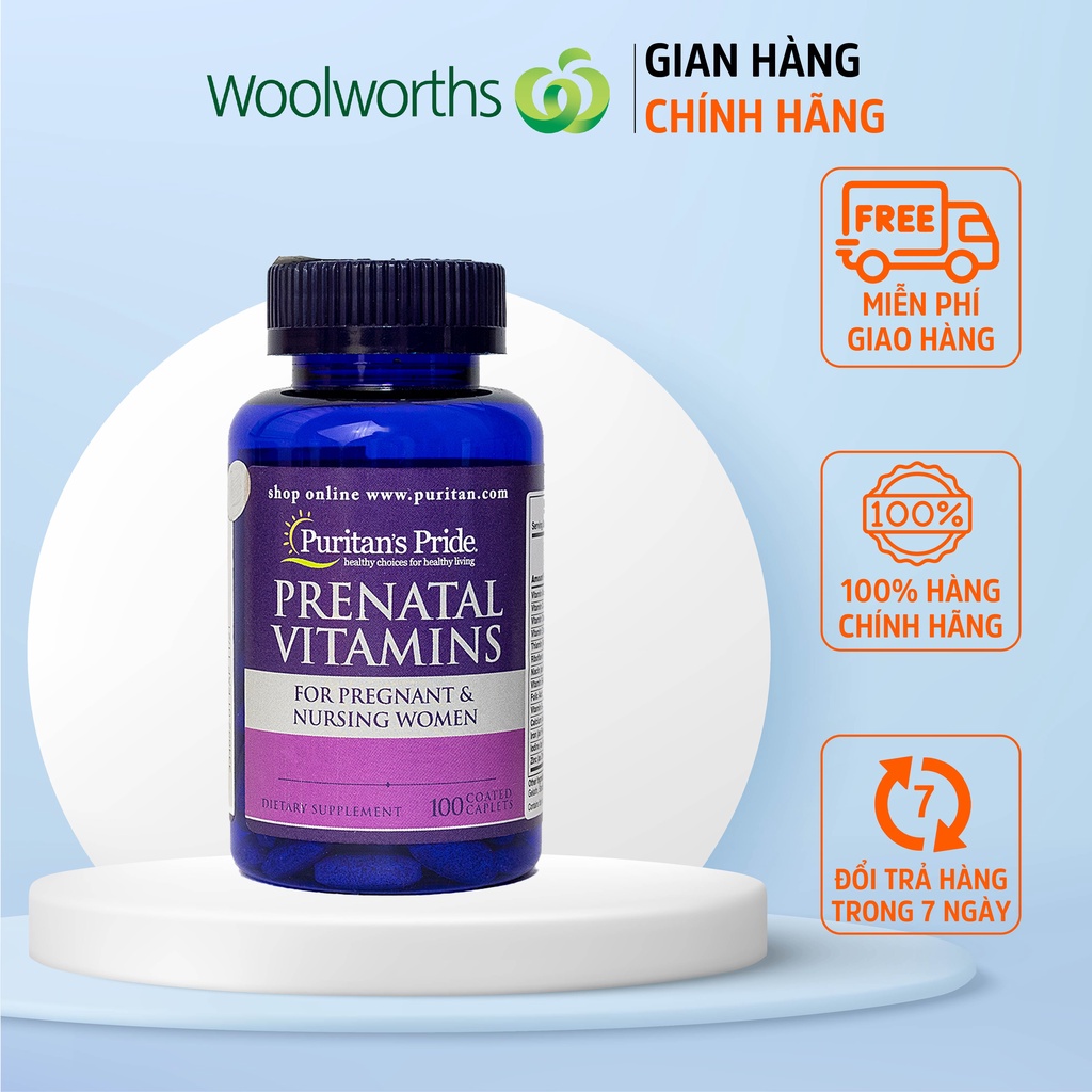 Vitamin tổng hợp cho mẹ bầu Puritan's Pride Prenatal Vitamins 100 viên bổ sung vitamin cần thiết cho bà bầu