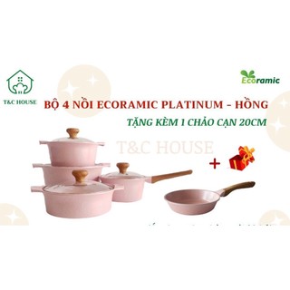 Bộ 4 nồi đáy từ ecoramic cao cấp platinum chính hãng_hồng phấn