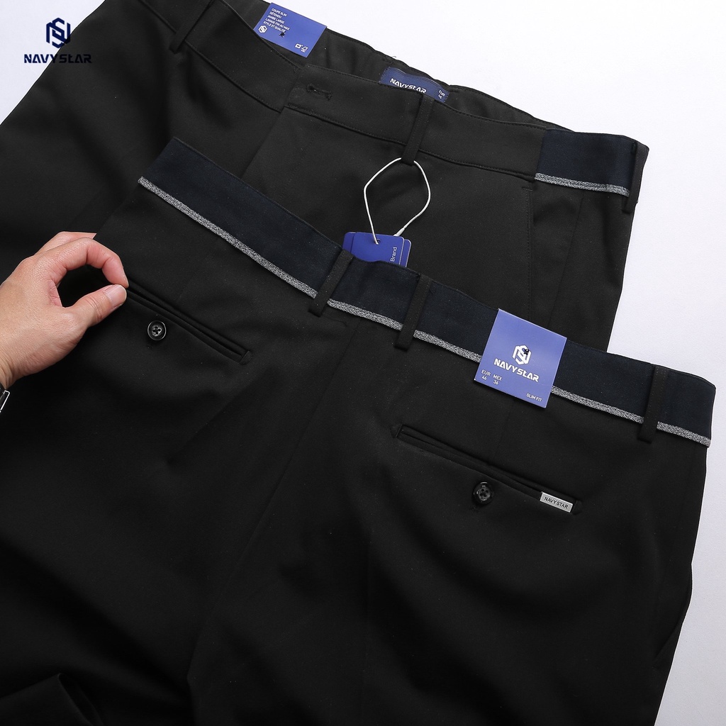 BIGSIZE NAM 80-140KG QUẦN TÂY CẠP CHUN TÚI HẬU ĐEN QT006 2BIG NAVY STAR