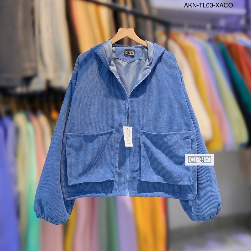 Áo khoác nhung túi hộp GINNY AKN-TL03 phiên bản đặc biệt | Siêu hot trend | Chất liệu cao cấp