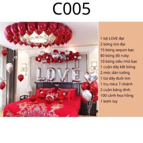 Sét Bóng Trang Trí Phòng Cưới, Bóng Bay Trang Trí Phòng Cưới