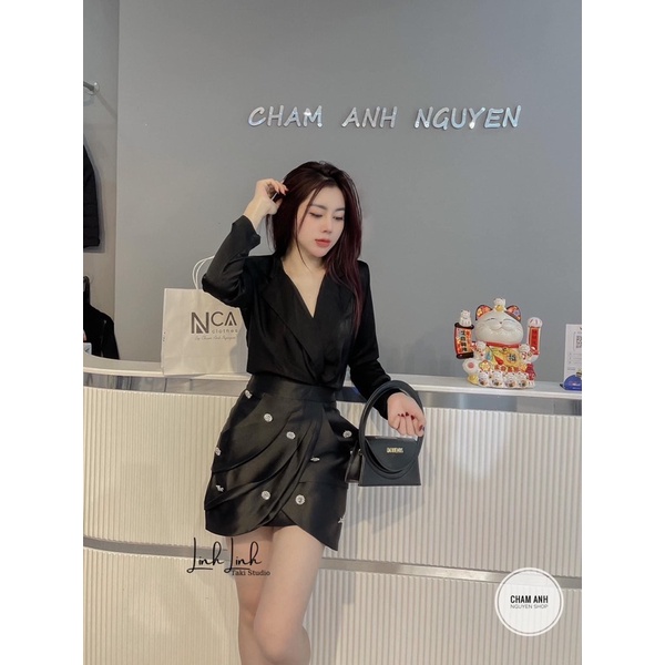 Set áo vest chân váy đá ll27