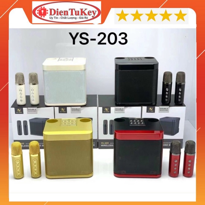 Loa Karaoke Bluetooth YS 203 Kèm 2 Micro Không Dây, Âm Thanh Siêu Hay, Thiết Kế Sang Trọng Nhỏ Gọn Tiện Lợi, Dễ Sử Dụng.