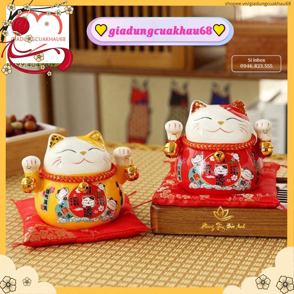 Hũ Tiết Kiệm Mèo Thần Tài Kèm Thảm Maneki Neko Mèo Vẫy Tài Lộc ,Trang trí Nhà Cửa Quà Tặng Khai Trương💛𝒈𝒊𝒂𝒅𝒖𝒏𝒈𝒄𝒖𝒂𝒌𝒉𝒂𝒖𝟔𝟖💛