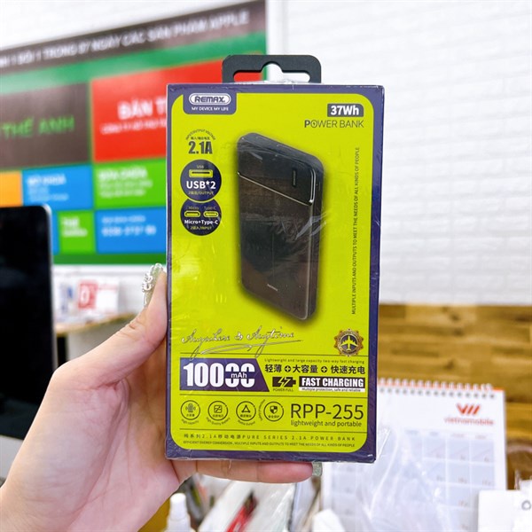 Sạc pin dự phòng REMAX RPP 255 10000 mAh hàng cao cấp bảo hành 1 đổi 1