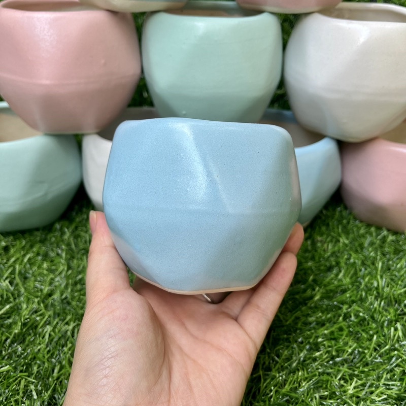 Chậu sứ bát tràng hình quả trám - Nhiều màu - Solar Garden