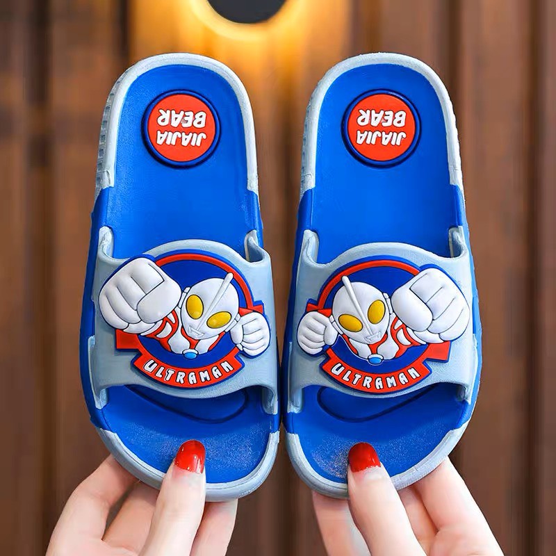 Dép siêu nhân ultra men bé trai đế nhựa dẻo in 3d dễ thương cho bé từ 2-7 tuổi