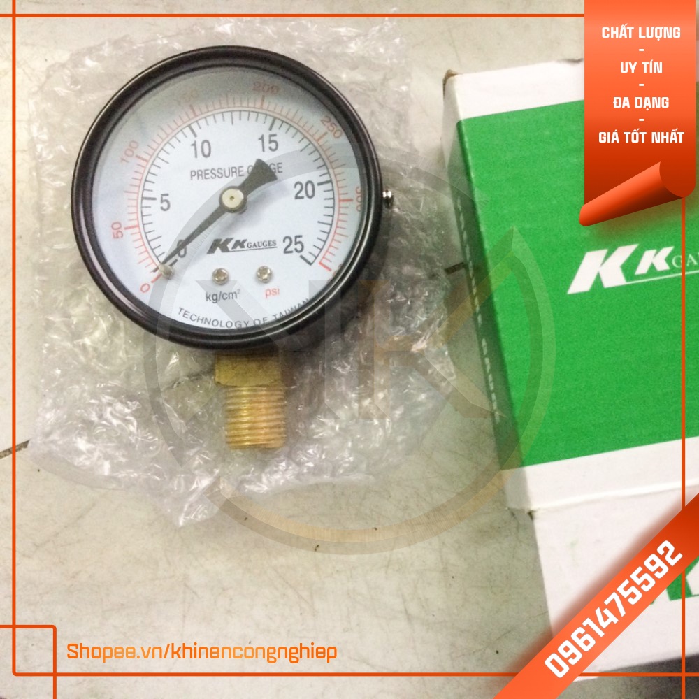 Đồng Hồ Hơi Đo Áp Suất KK Gauges Ø 63 từ 5 ~ 50 Kg