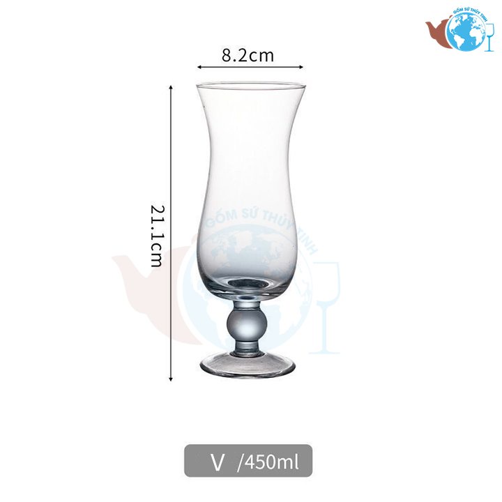 Ly thủy tinh chân lùn 7648 cao cấp 450ml / ly uống sinh tố , soda , ly bia cực sang trọng | BigBuy360 - bigbuy360.vn