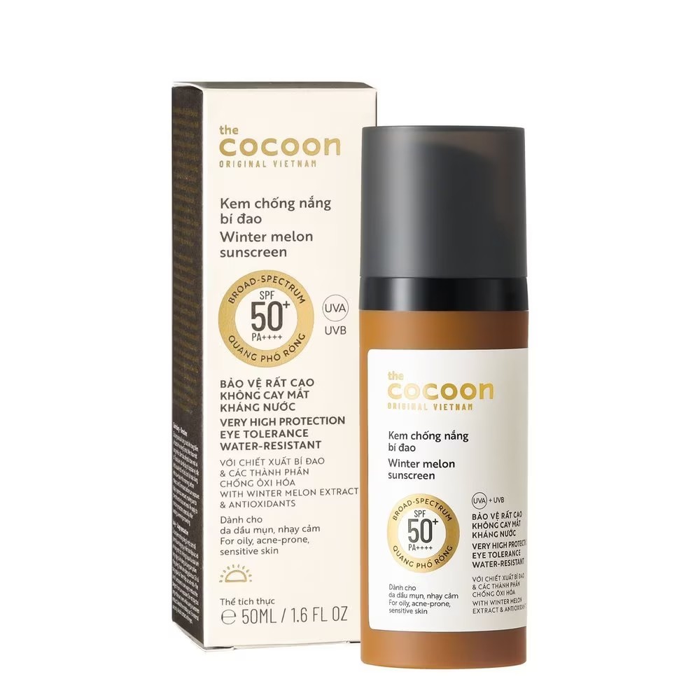 Kem Chống Nắng Bí Đao Quang Phổ Rộng Dành Cho Da Dầu, Nhạy Cảm The Cocoon Winter Melon Sunscreen 50ml