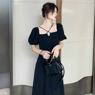 Đầm midi chéo dây cổ form dài 2 màu, váy dự tiệc (kèm hình thật)