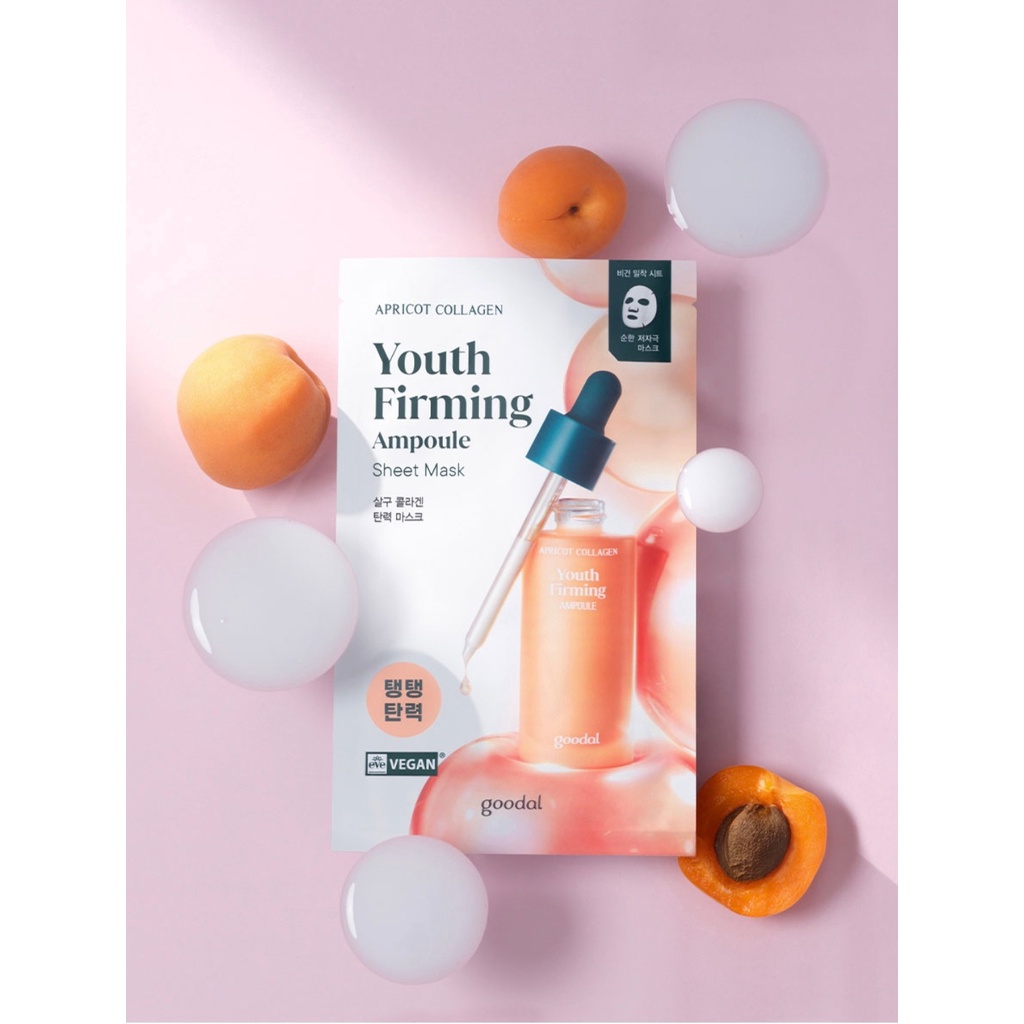 Mặt nạ săn chắc, chống nhăn GOODAL APRICOT COLLAGEN YOUTH FIRMING AMPOULE SHEET MASK