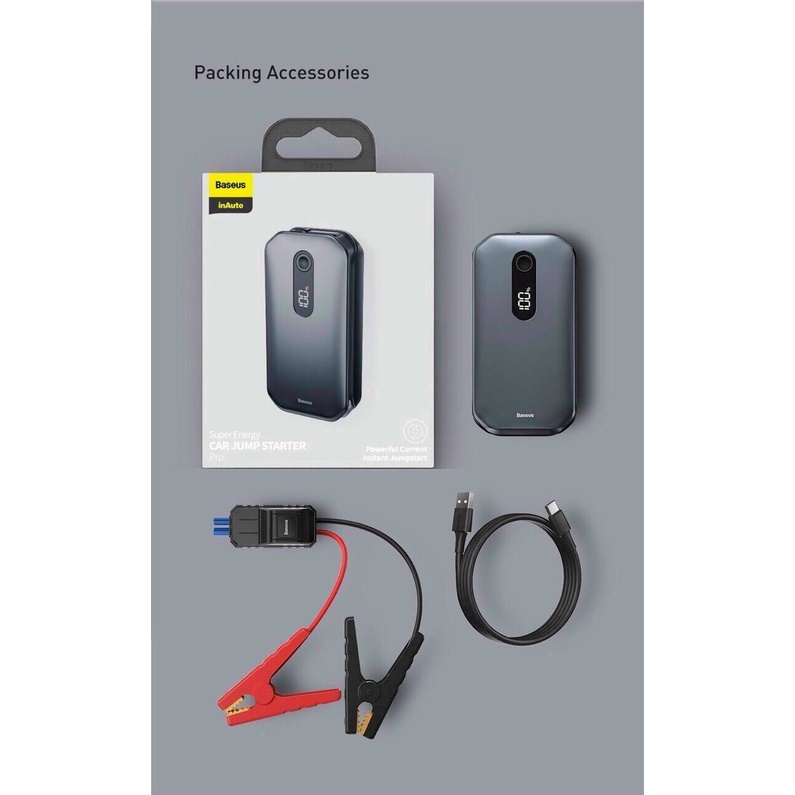 Bộ kích nổ ôtô xe hơi đa năng Baseus Super Energy Car Jump Starter Kiêm Pin Dự Phòng 10000 - 30000mAh