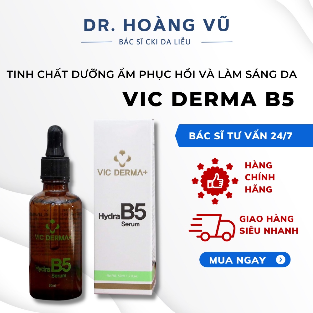 Serum B5 Dưỡng Ẩm Phục Hồi và Làm Sáng Da Vicderma Hydra B5 Serum Làm Dịu Da, Phục Hồi Nhanh Chóng 50ml - Dr. Hoàng Vũ