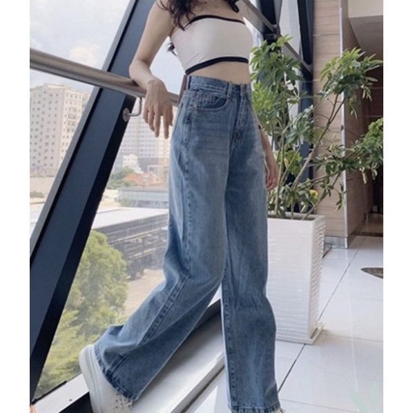 Quần Jean nữ ống rộng, lưng cao phong thái Retro Jean xanh, xanh nhạt, xám khói [Có Bigsize]- Jean Baggy_G09 | BigBuy360 - bigbuy360.vn