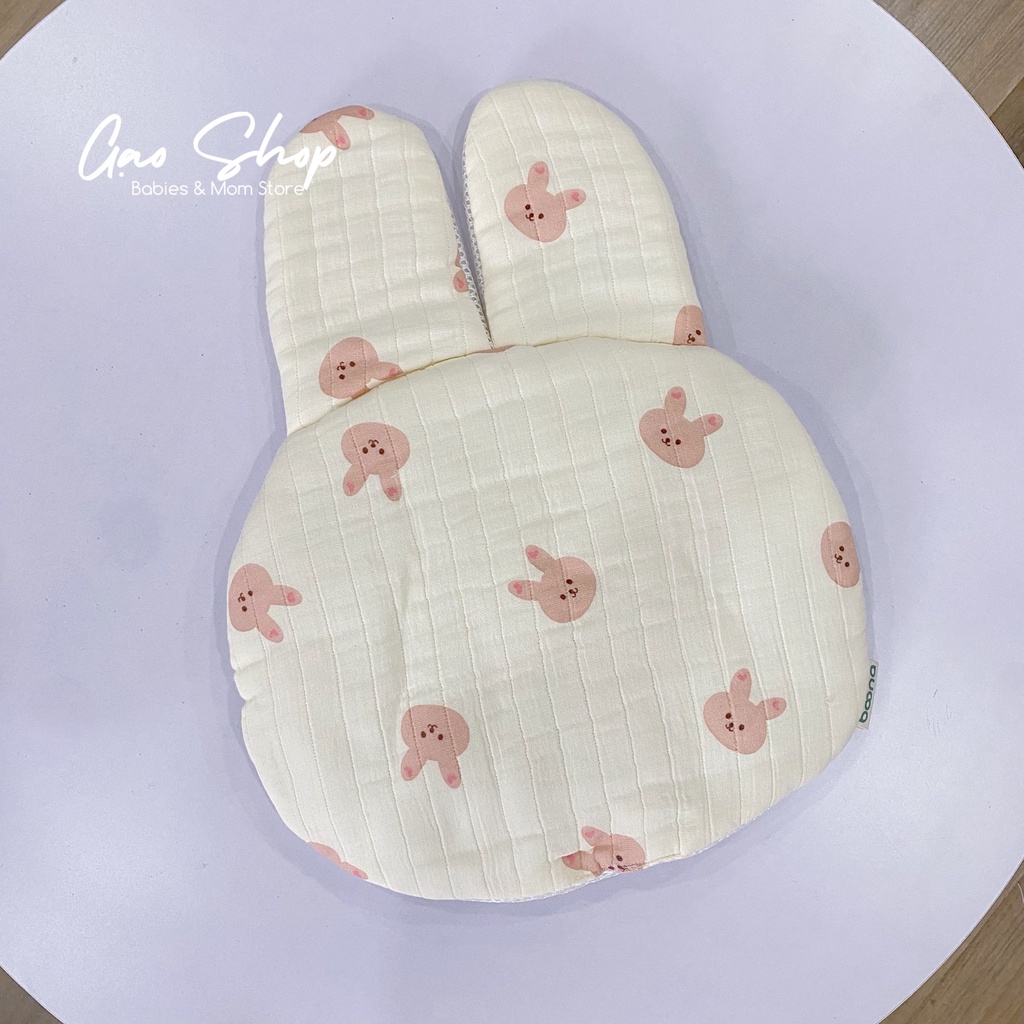 Gối Xô Muslin Boona Hình Gấu Thỏ Ruột Bông Organic Mềm Mịn Cho Bé Từ Sơ Sinh