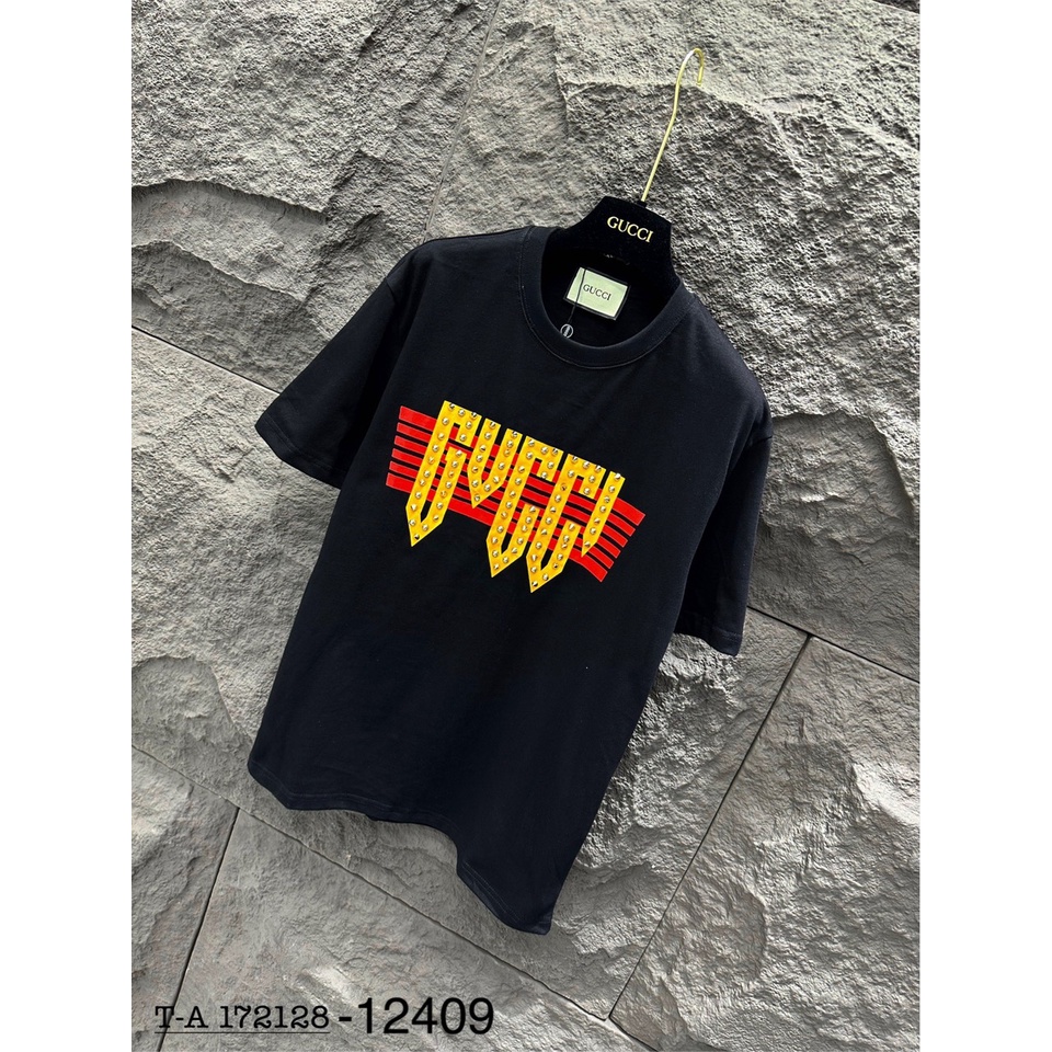 Áo Thun Cotton GC Nam Chữ Vàng Cháp Đinh Trẻ Trung Siêu Hot