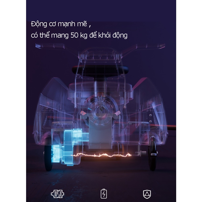 Xe lắc điện cao cấp Hoàn Thành có cả đèn, nhạc và hiệu ứng mô phỏng khói, xe chịu lực lên đến 80 Kg