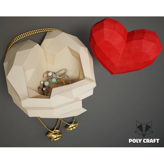 Mô hình giấy decor trang trí tường hình Trái tim ôm trọn yêu thương 3D POLYCRAFT