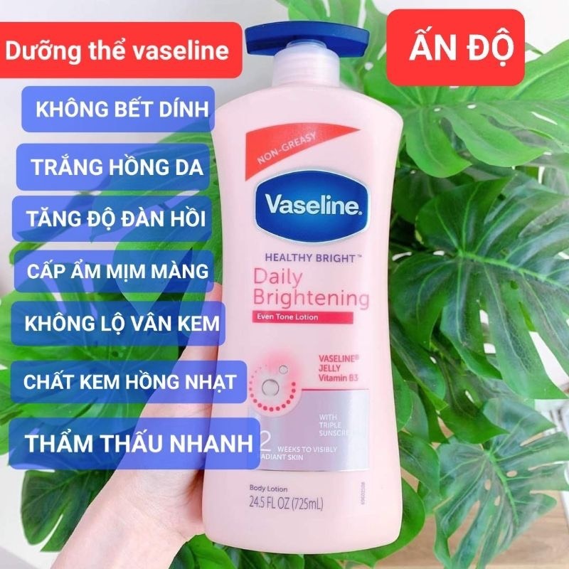 Kem, sữa dưỡng thể VASELINE Healthy nâng tone cho da 725ml chính hãng