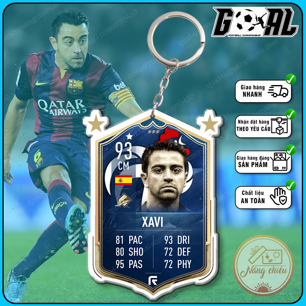 Móc khóa cầu thủ bóng đá chuyên nghiệp - In hình Xavier Hernández Creus - Thẻ Icon bóng đá gaming[13949-13960]