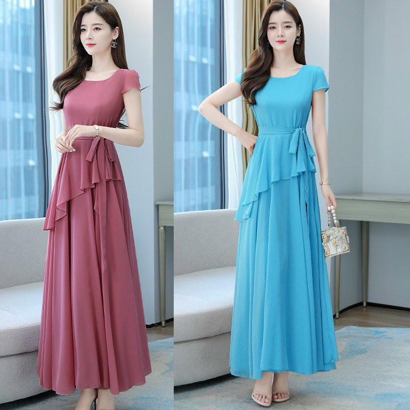 đầm váy maxi nữ dự tiệc đám cưới dạ hội đi biển sang trọng hàng cao cấp loại kiểu dáng eo vạt xéo cách điệu