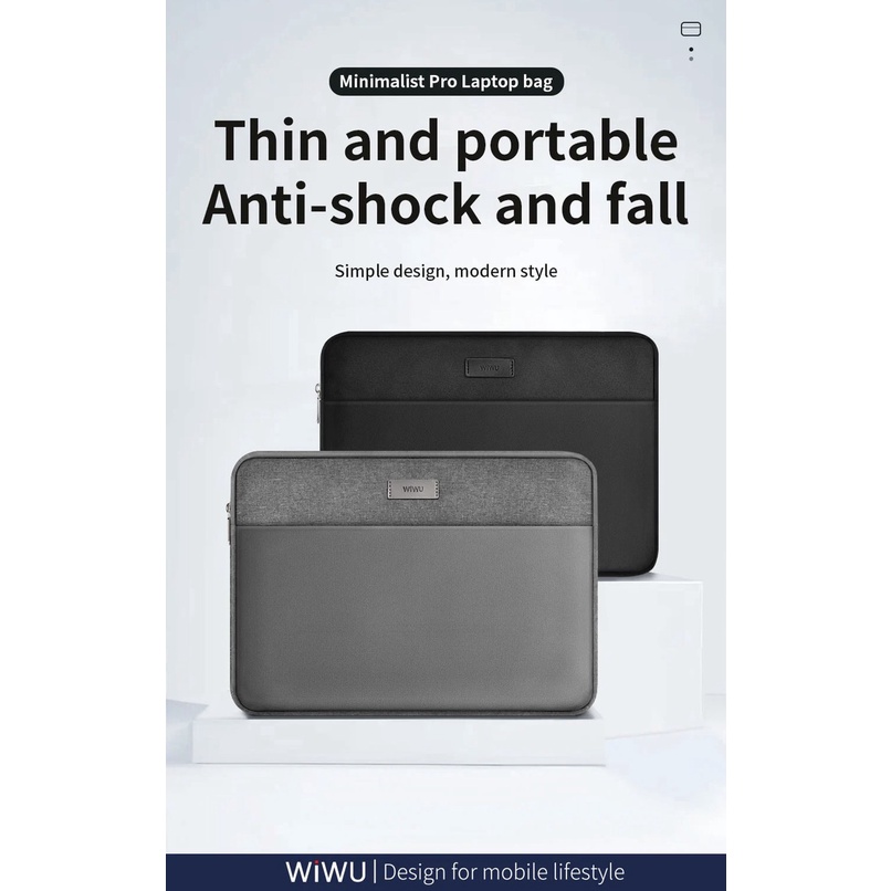 Bao đựng máy tính xách tay Wiwu Minimalist Laptop Sleeve cho macbook, laptop bảo vệ chống sốc - Hàng chính hãng