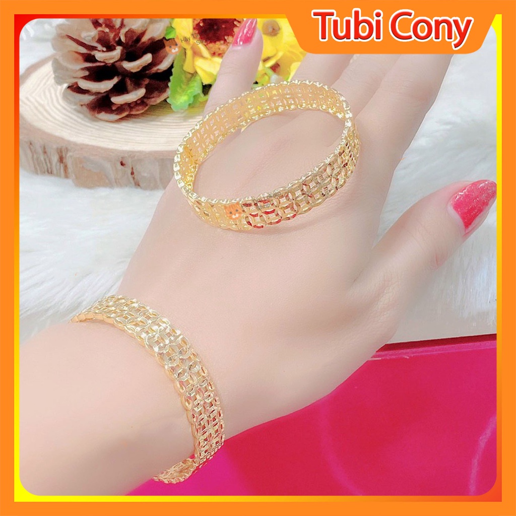 (01 chiếc) Vòng Tay Nữ Kim Tiền Hai Hàng Mạ Vàng 18k Đẹp - Dễ Phối Thời Trang - V113