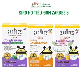 Siro ho tiêu đờm tăng đề kháng + kẽm Zinc Zarbee's Baby Cough Syrup cho trẻ sơ sinh 59ml.