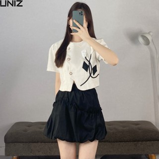 Set dạ gạo đính hoa kèm chân váy xoè hàng đẹp UNIZ - Set1102