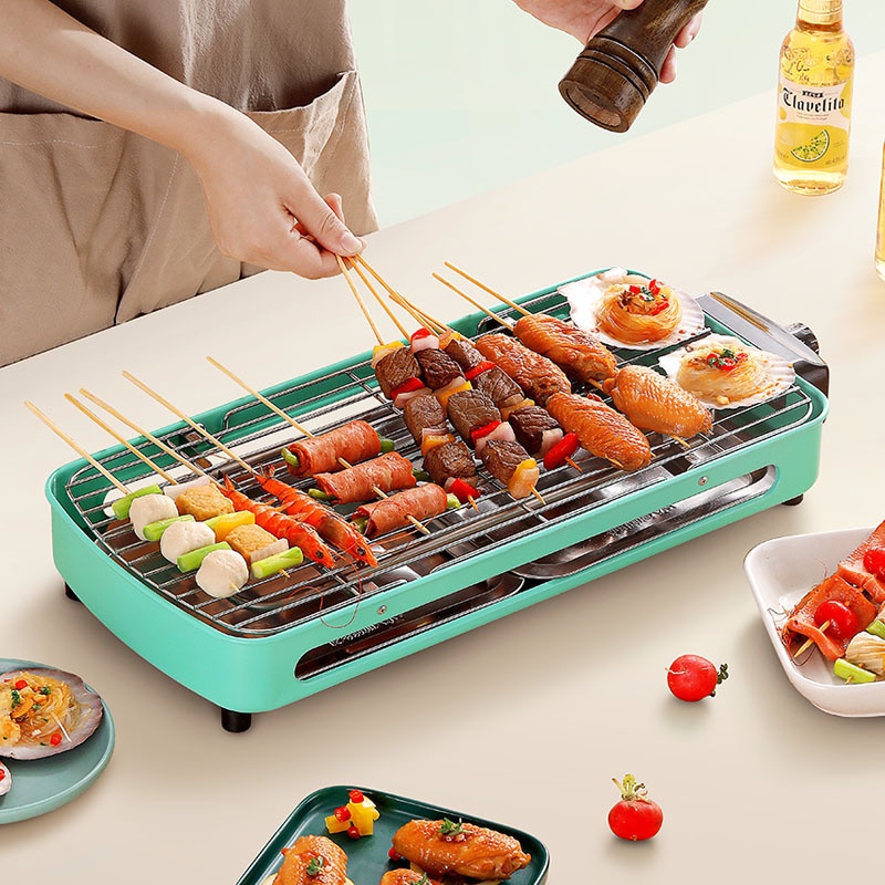 p Lò nướng bbq điện tử không khói 220V 1500W Vỉ nướng thịt điện tử không khói Khay nướng chống dính tốt